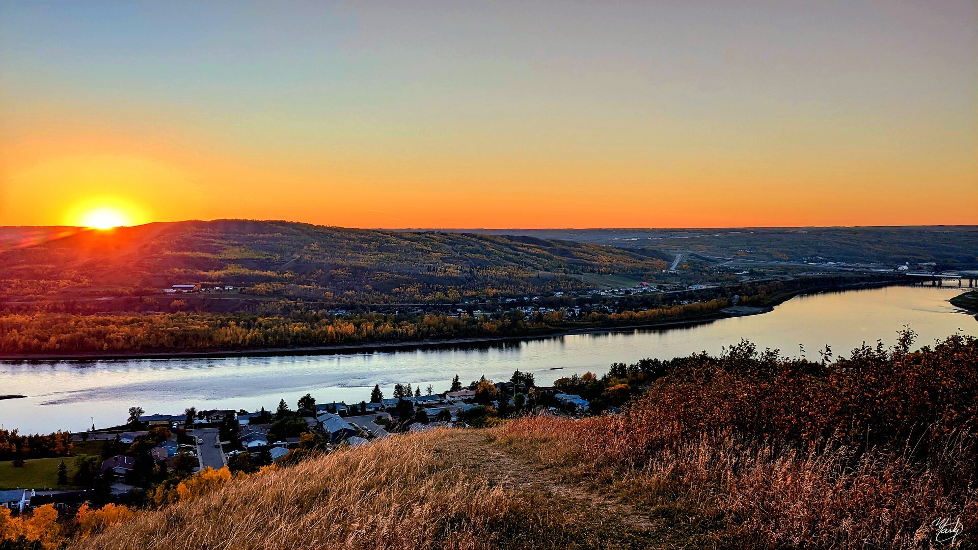 Sunset over the Peace River valley, Alberta
