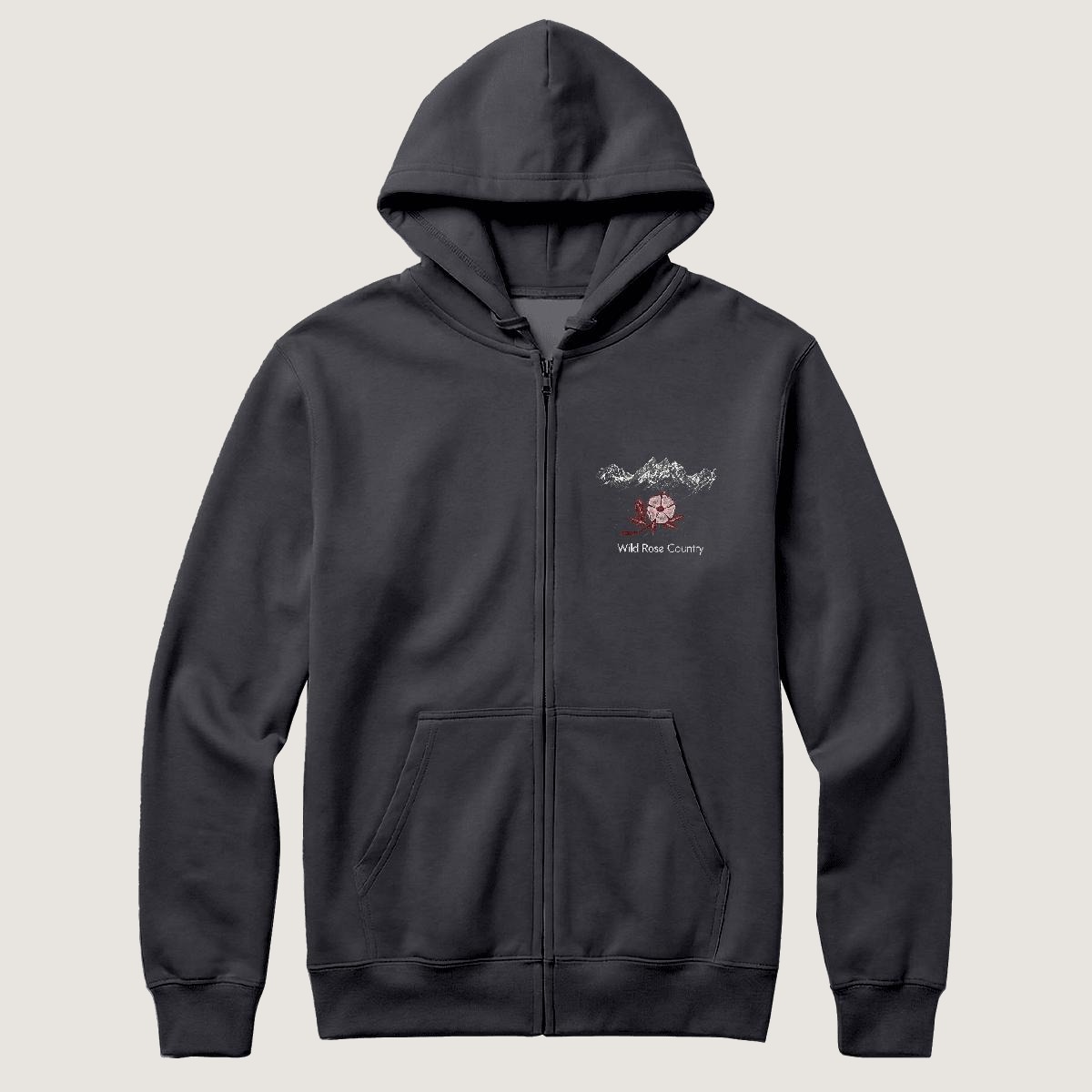 Wild Rose Country Heavy Hoodie — Full Zip, black