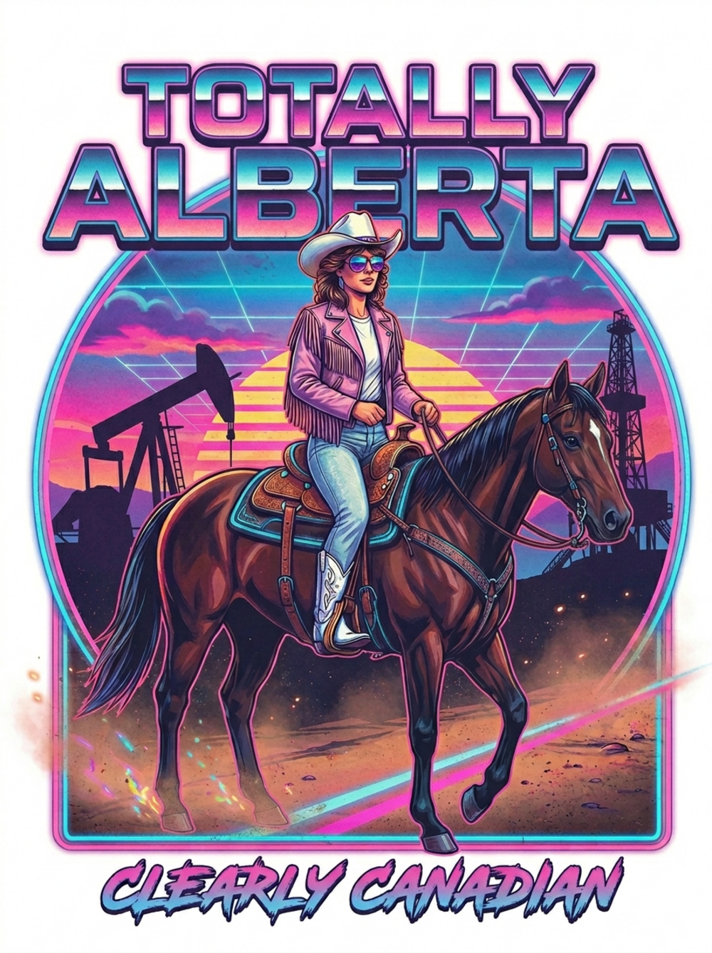 Totally Alberta synthwave tee